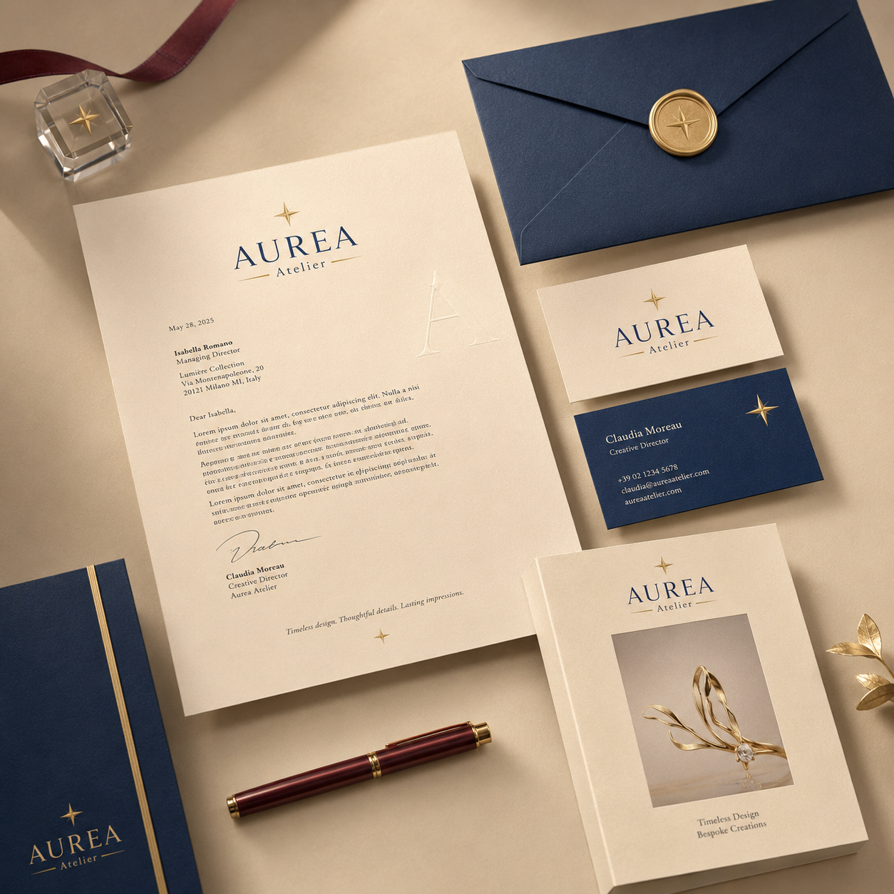 Sistema de papelería premium Aurea Atelier